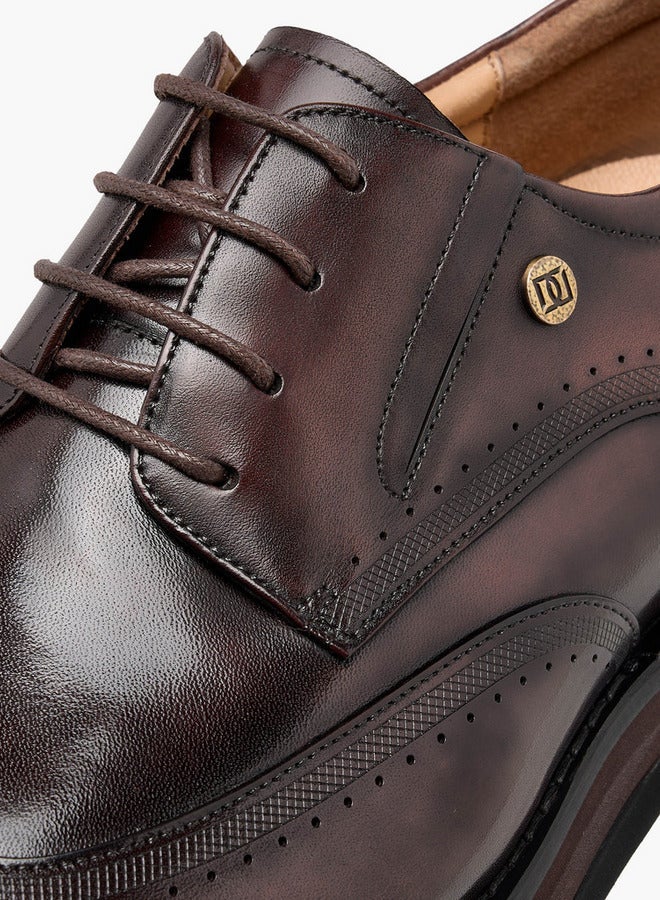 DUCHINI Men Perforated Leather Derby Shoes - Image 4